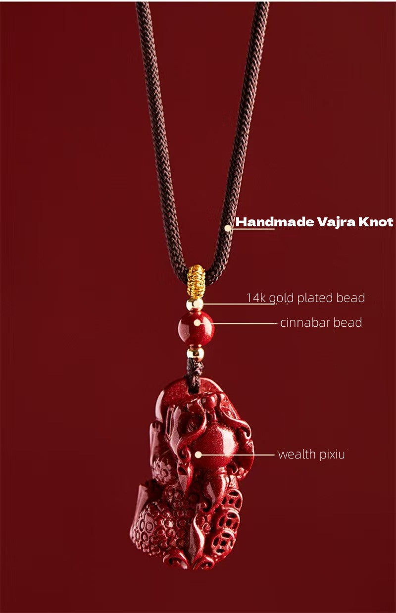 Wealth Pixiu Red Cinnabar Pendant-Good Luck&Protection