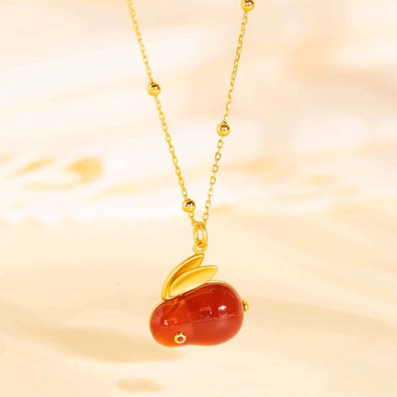 Rabbit Red Agate & Nephrite Jade Bracelet-Gentle Joy