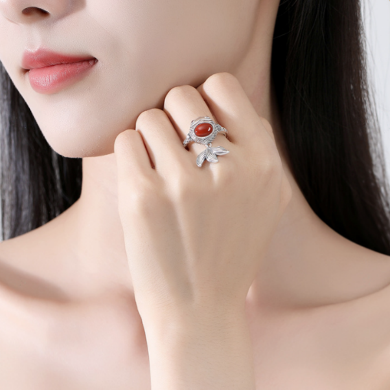 Goldfish 925 Sterling Silver Ring-Joyful Abundance