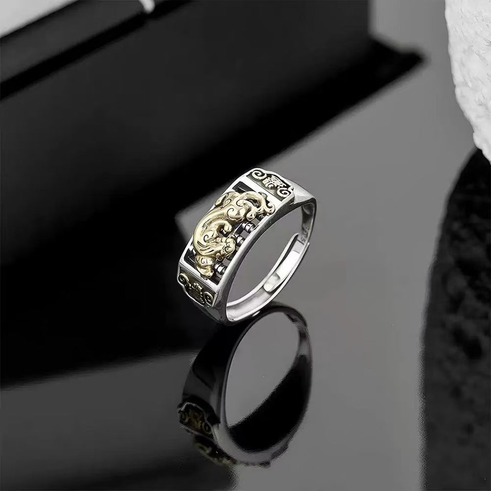 Wealth Pixiu Abacus Men Silver Ring-Career & Business Luck