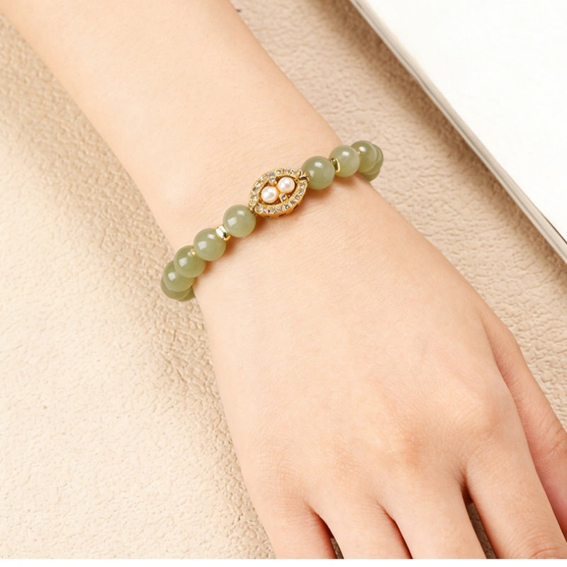Hetian Jade Pearl Cluster Bracelet-Refined Balance