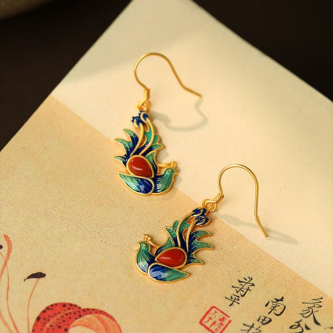 Phoenix Red Agate Drop Earrings-Grace in Full Color