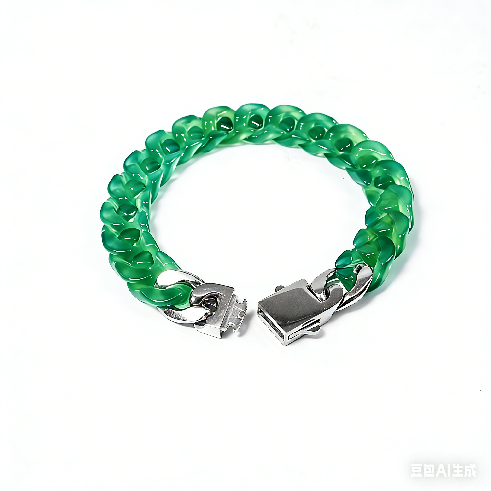 Modular Agate Cuban Link-The Verdant Flow