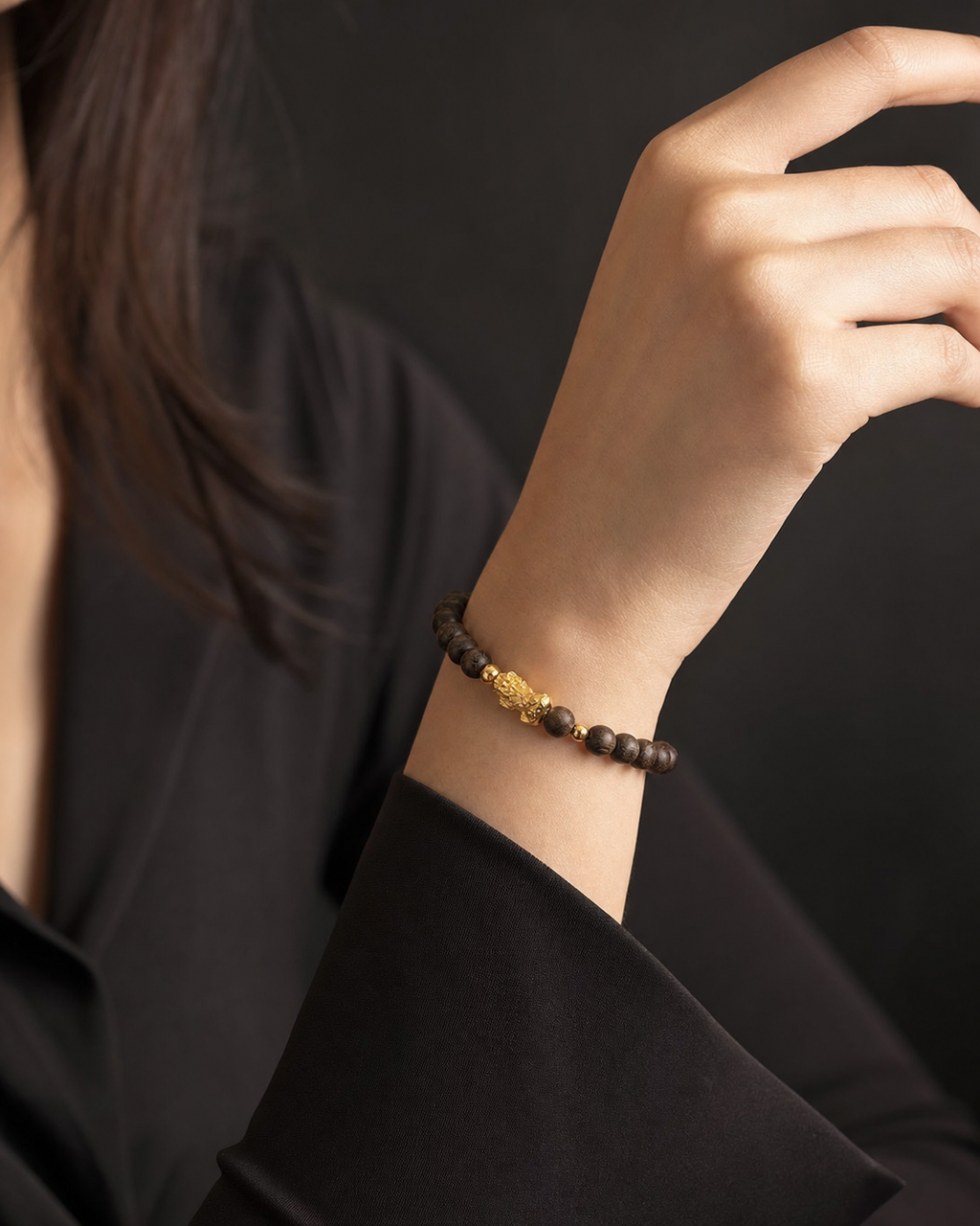 Calm & Prosperity-Pixiu Agarwood Bead Bracelet