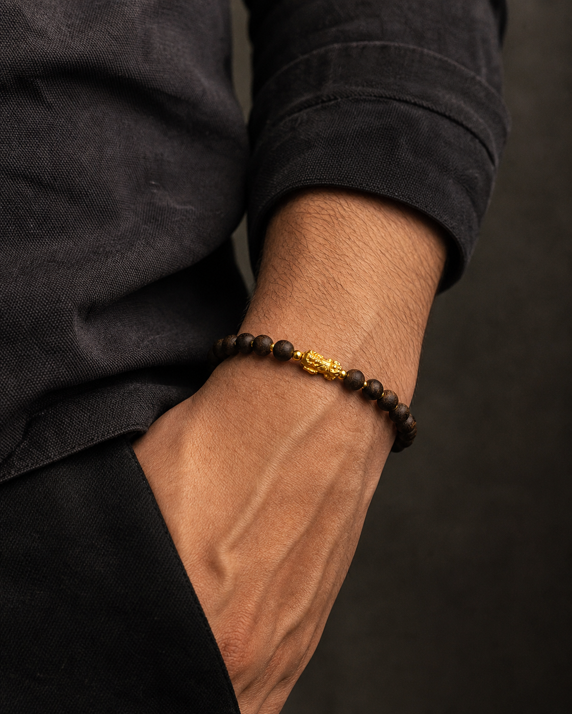 Calm & Prosperity-Pixiu Agarwood Bead Bracelet