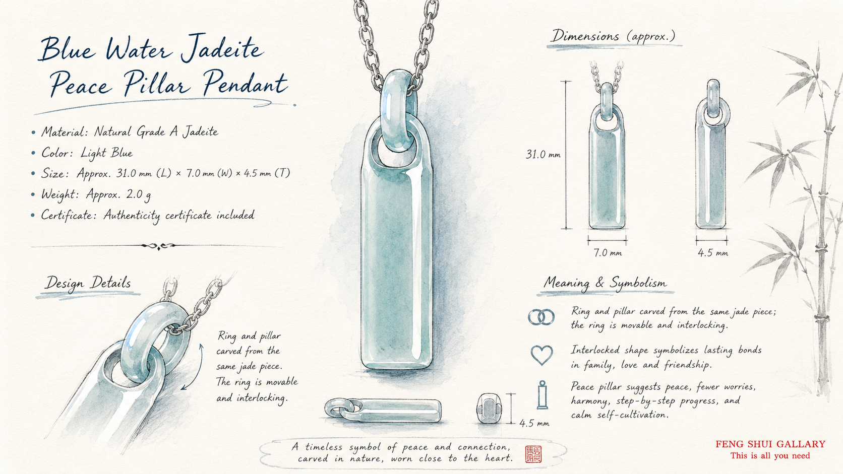 Jade Peace Pillar Necklace-Connection That Endures