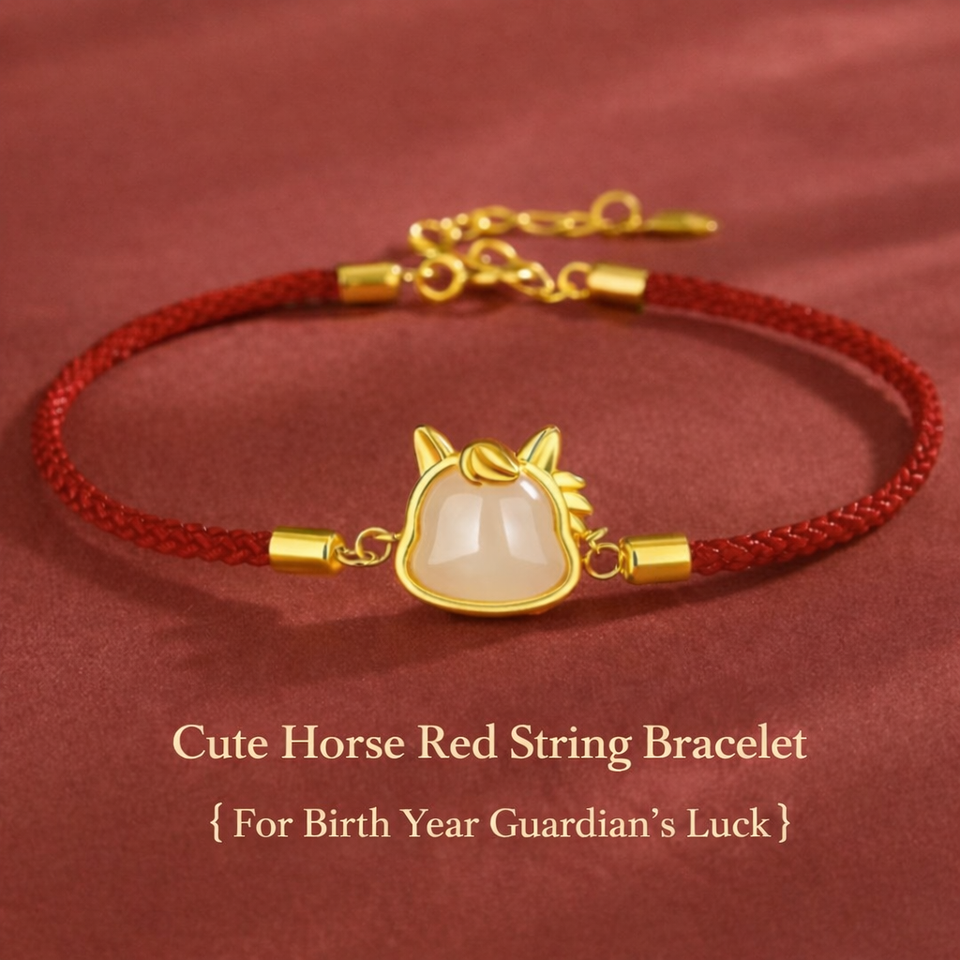 Joyful Promise – Jade Horse Red Cord Bracelet