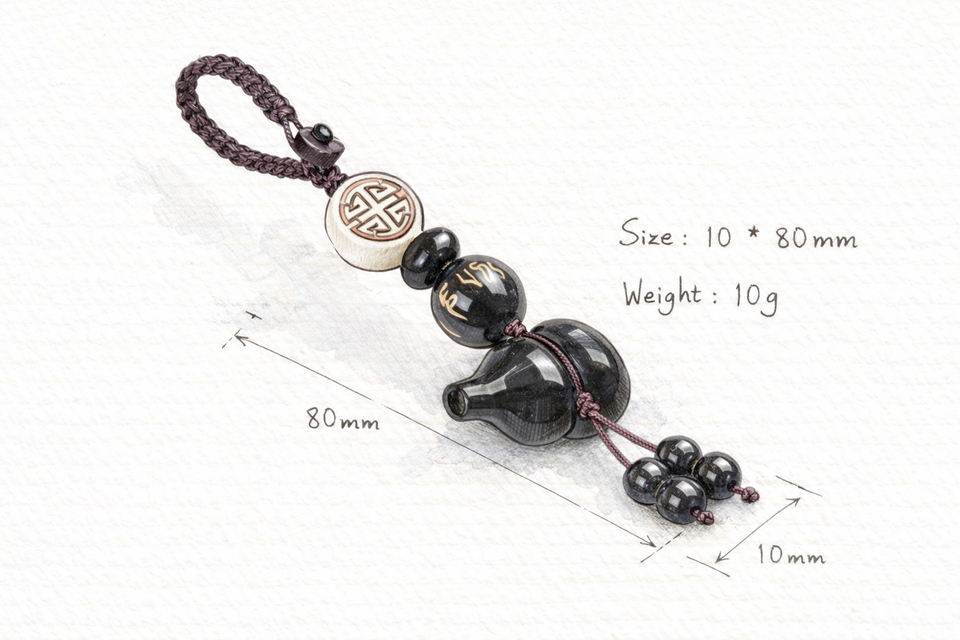 Peace-Guard Obsidian Gourd Protection Key Pendant