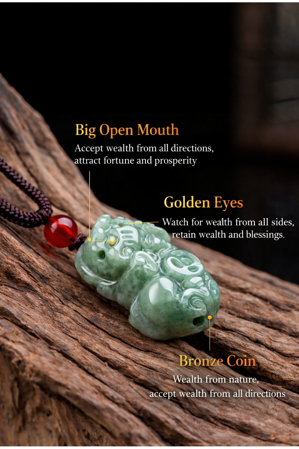 Natural Grade A Jadeite Pixiu Necklace-Hand Carved Wealth and Protection
