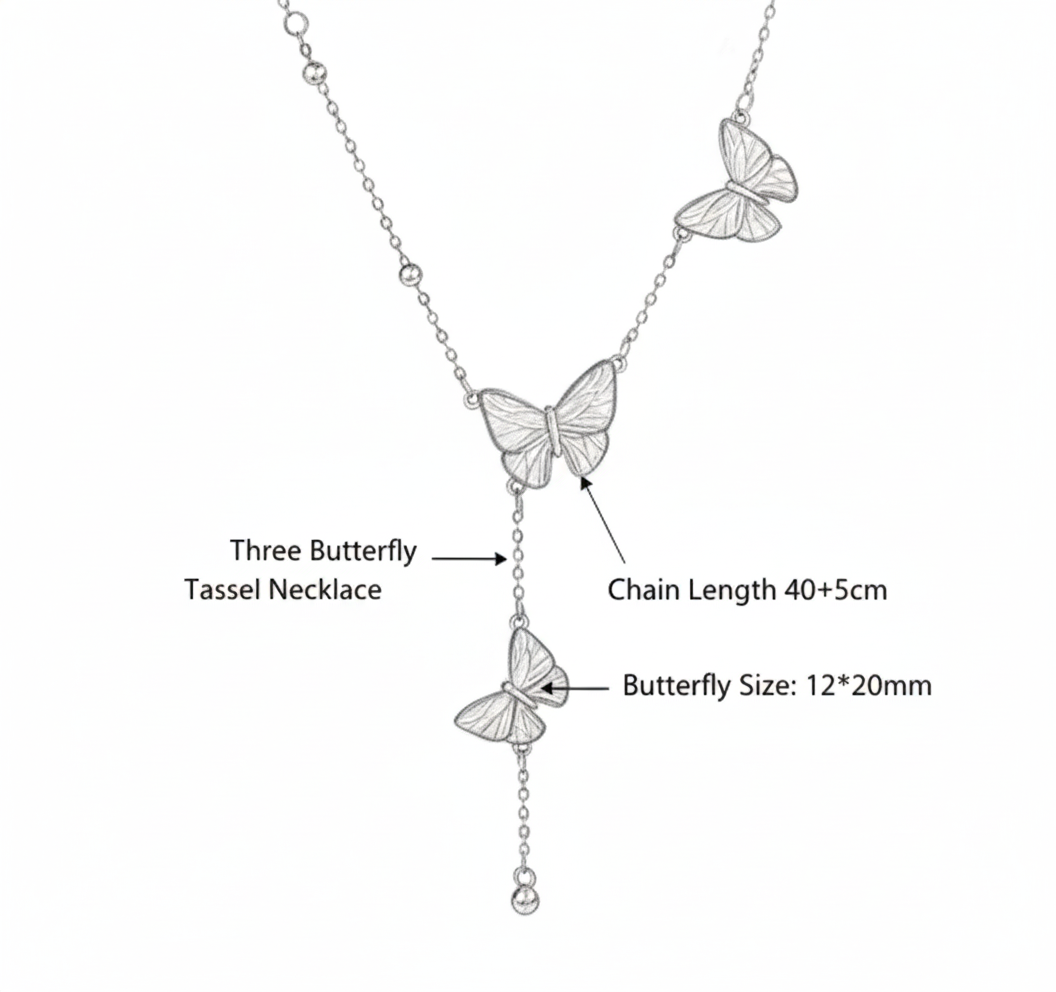 Gold Butterfly Cascade Necklace — Transformation · Lightness · New Beginnings
