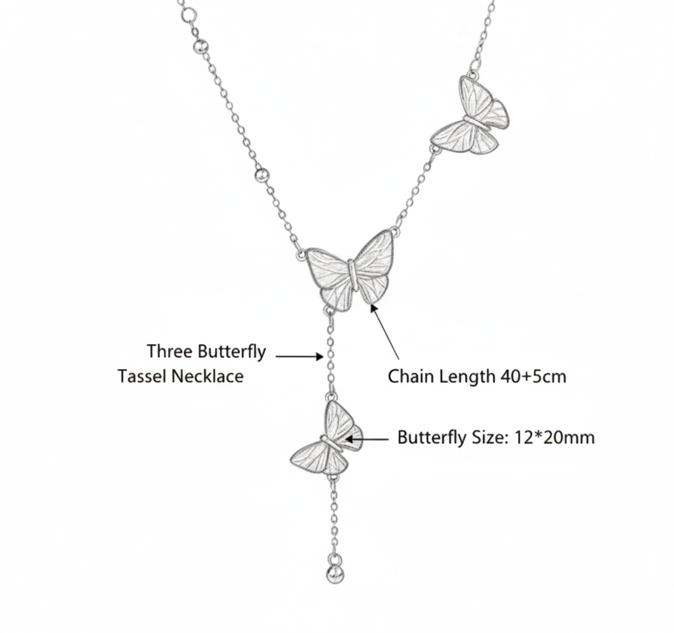 Gold Butterfly Cascade Necklace — Transformation · Lightness · New Beginnings