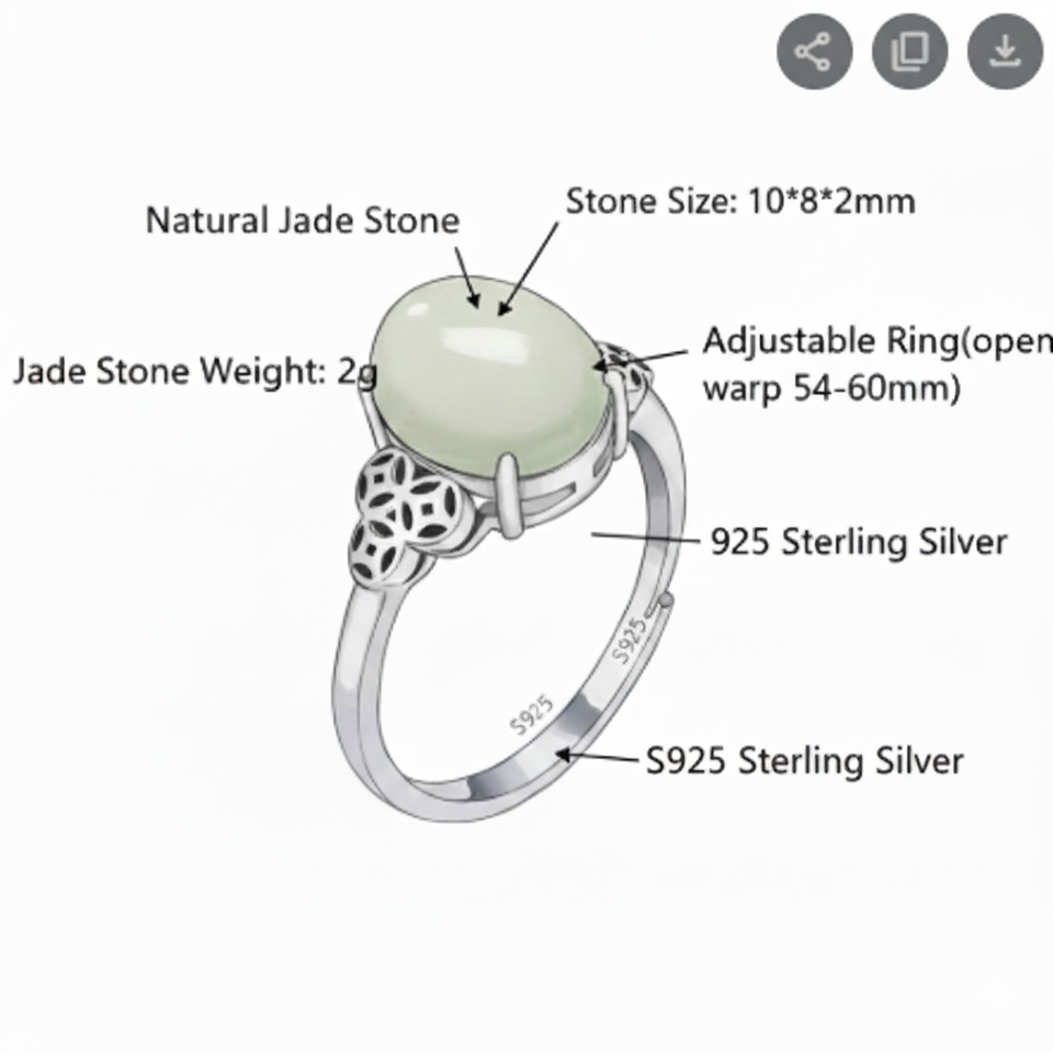 Green Jade Cabochon Ring-Prosperity Luck