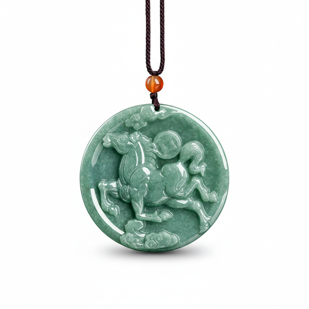 Soaring Fortune Jade Horse Pendant Necklace