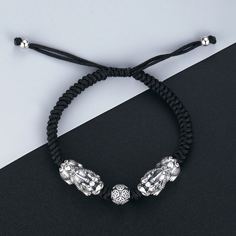 Double Pixiu Wealth Bead Rope Bracelet-Attract Luck