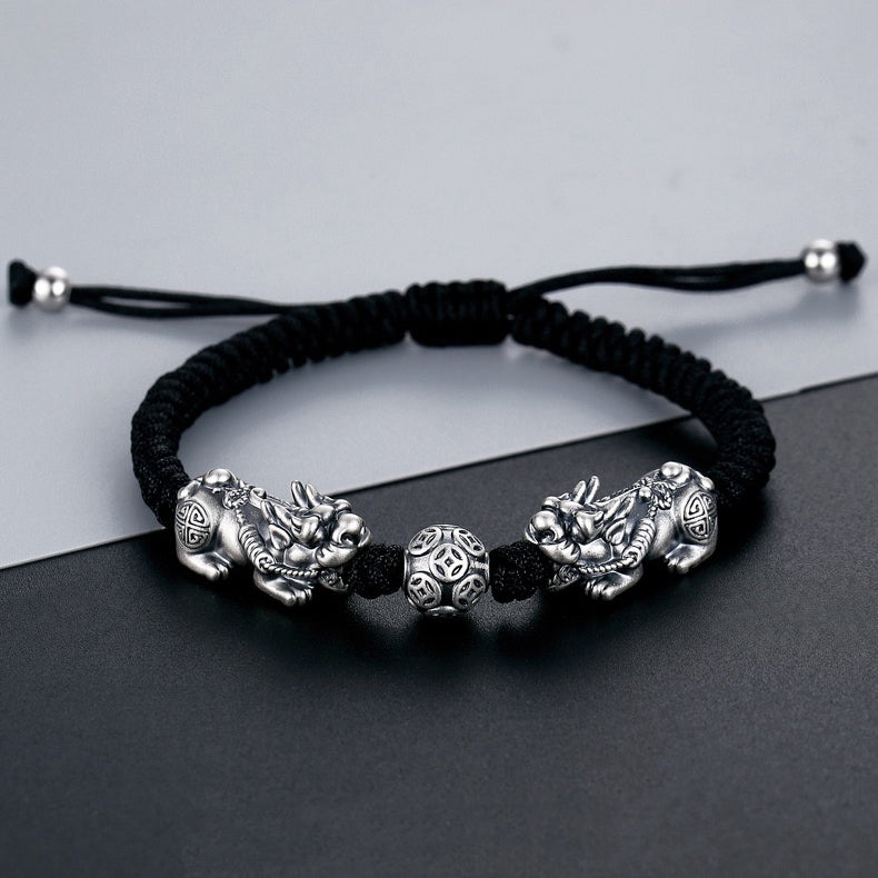 Double Pixiu Wealth Bead Rope Bracelet-Attract Luck