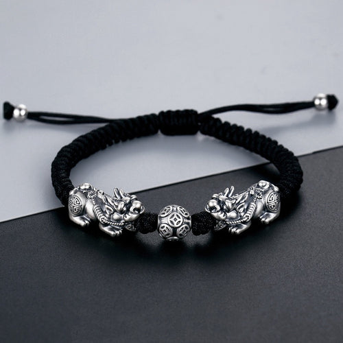 Double Pixiu Wealth Bead Rope Bracelet-Attract Luck