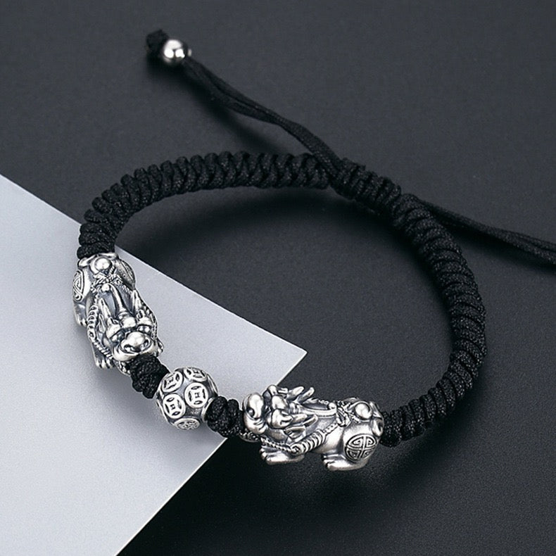 Double Pixiu Wealth Bead Rope Bracelet-Attract Luck
