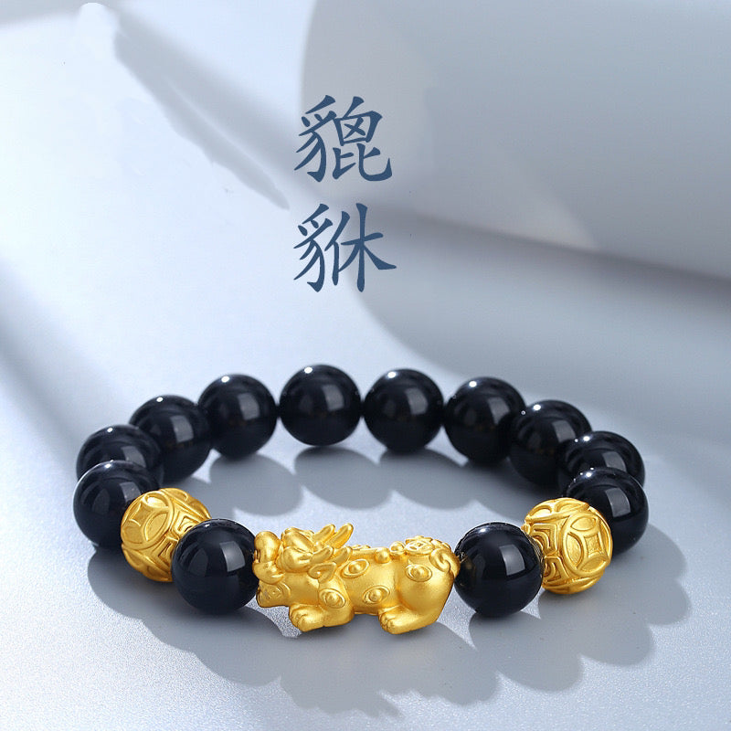 Wealth Pixiu Black Obsidian Bracelet new edition-Attract Luck