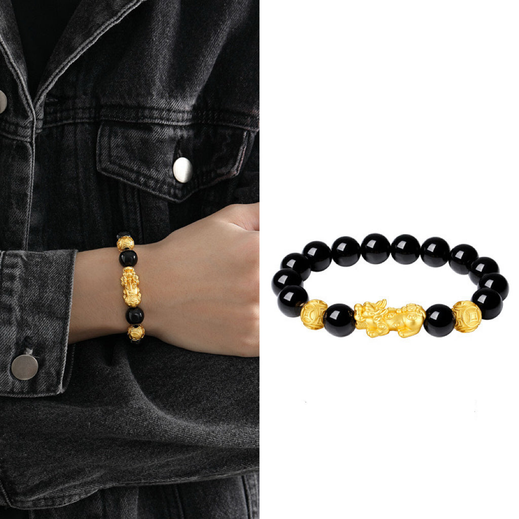 Wealth Pixiu Black Obsidian Bracelet new edition-Attract Luck