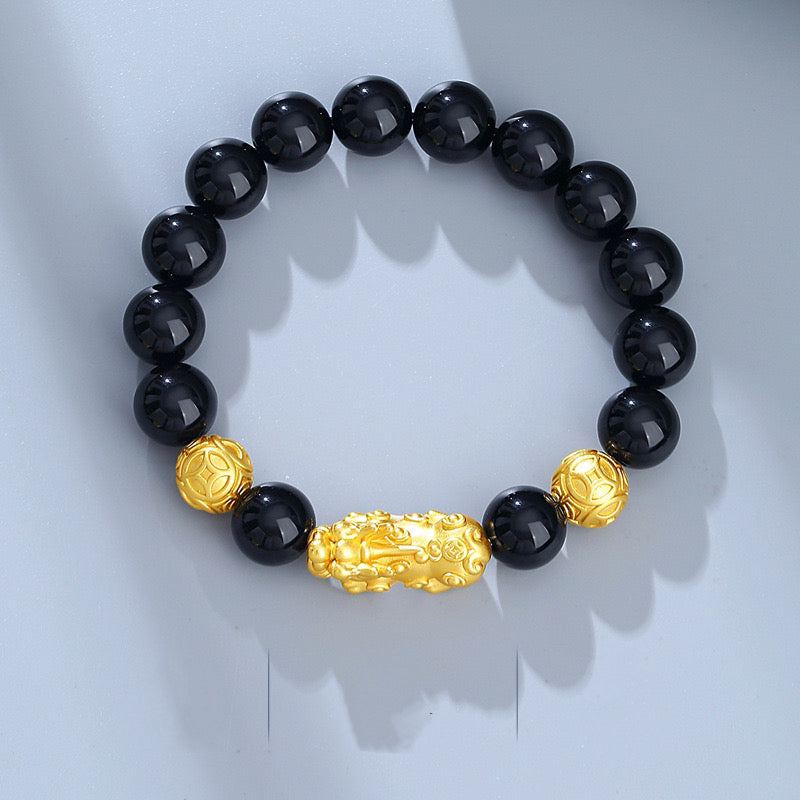 Wealth Pixiu Black Obsidian Bracelet new edition-Attract Luck