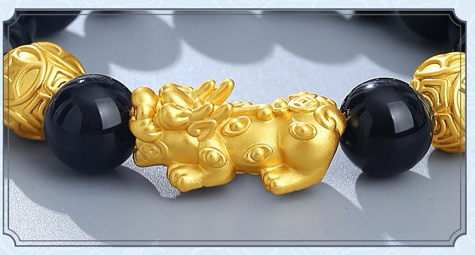 Wealth Pixiu Black Obsidian Bracelet new edition-Attract Luck
