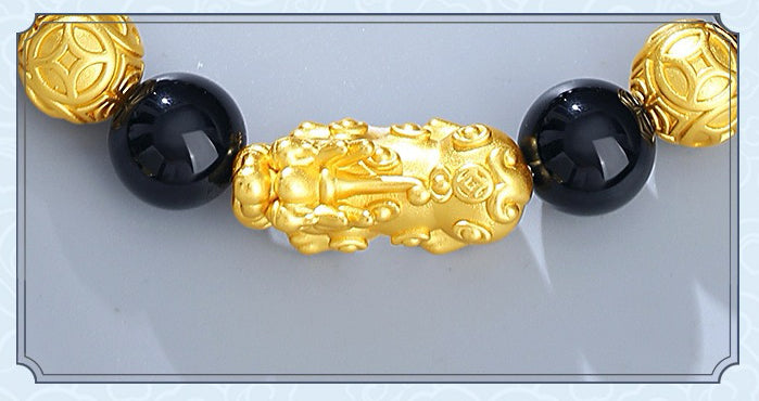 Wealth Pixiu Black Obsidian Bracelet new edition-Attract Luck