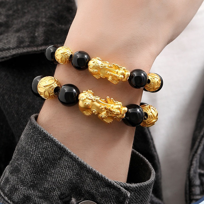 Wealth Pixiu Black Obsidian Bracelet new edition-Attract Luck