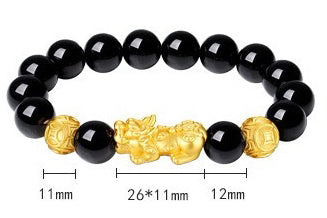 Wealth Pixiu Black Obsidian Bracelet new edition-Attract Luck