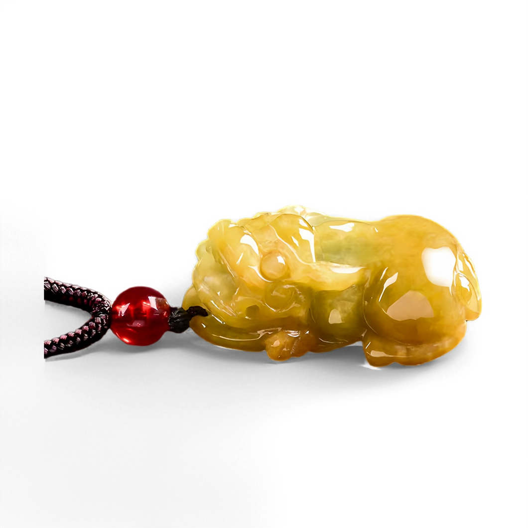 Natural Yellow Jade Pixiu Pendant – Symbol of Prosperity, Protection & Confidence