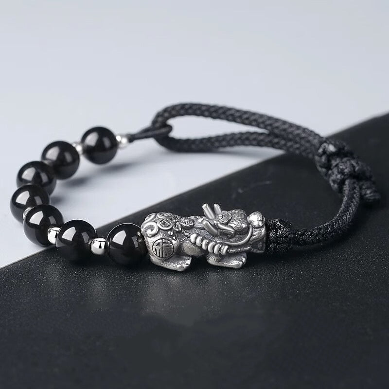 Pixiu Armband – Schwarze Obsidian-Perlen