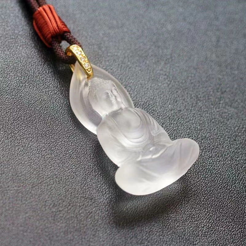 Ancient Method Glazed Amitabha Buddha Pendant - Double-Sided 3D Spiritual Amulet