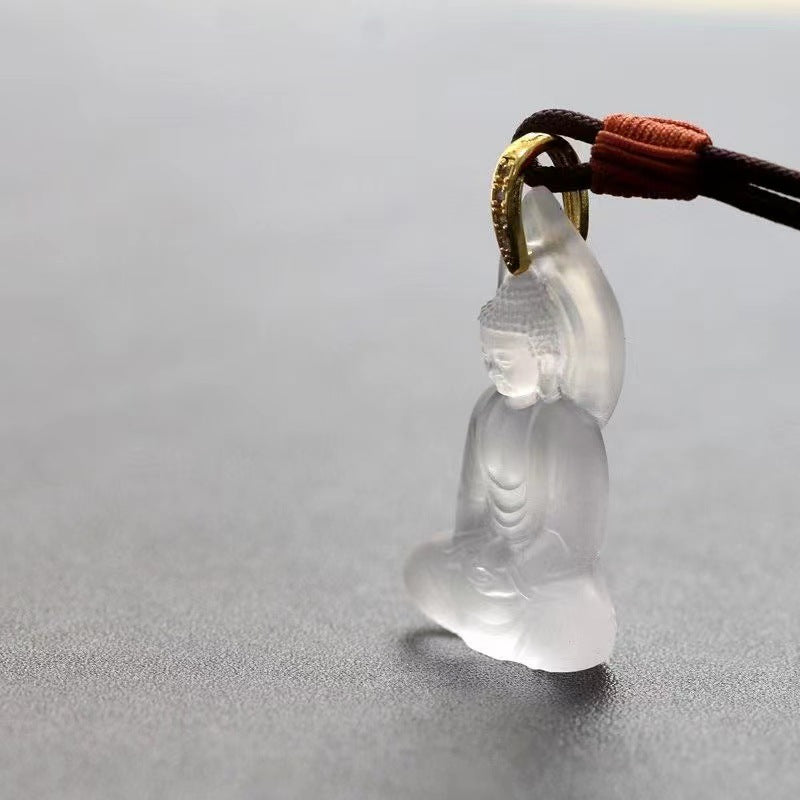 Ancient Method Glazed Amitabha Buddha Pendant - Double-Sided 3D Spiritual Amulet