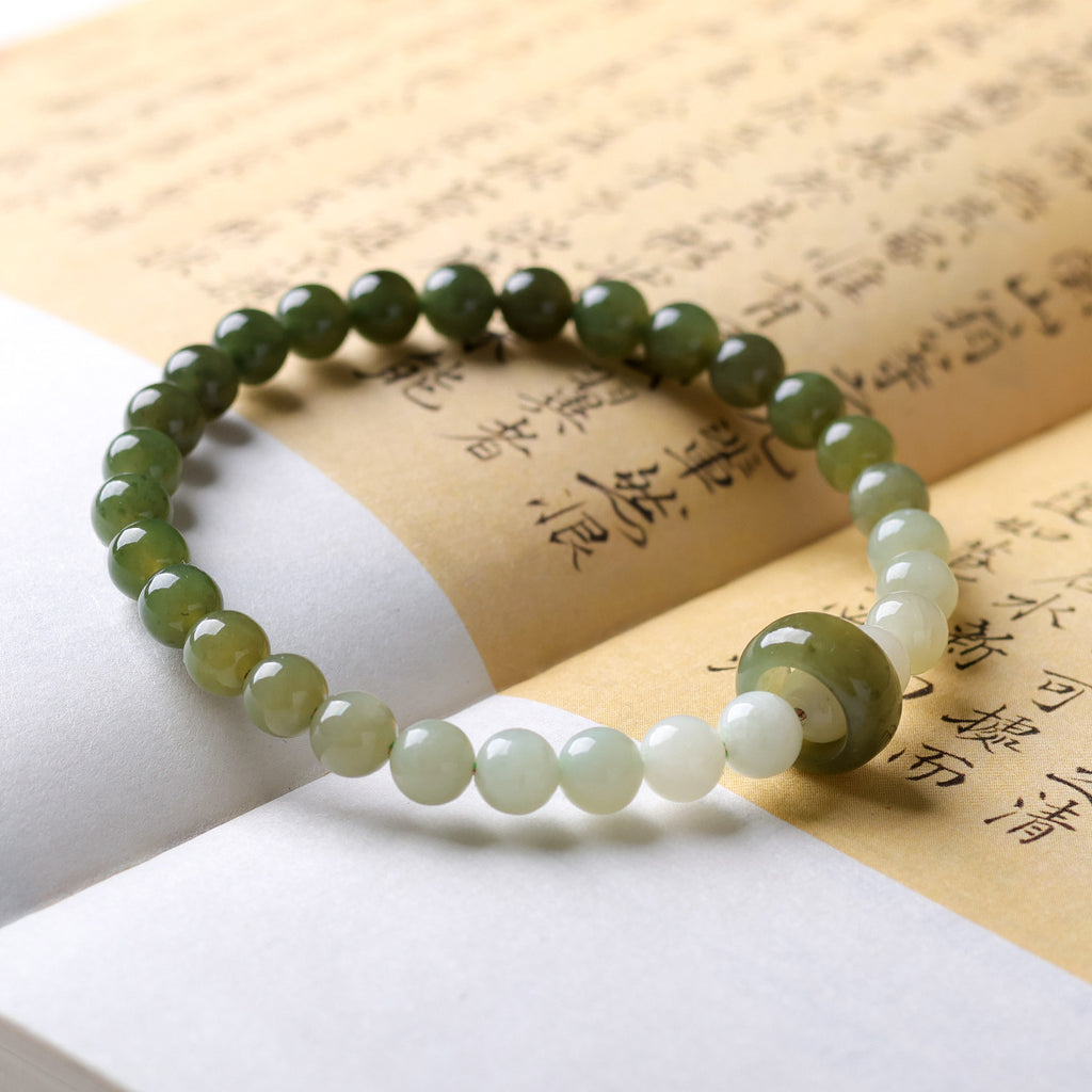 Green Jade Gradient Bead Bracelet – Calm Flow & Balance Energy