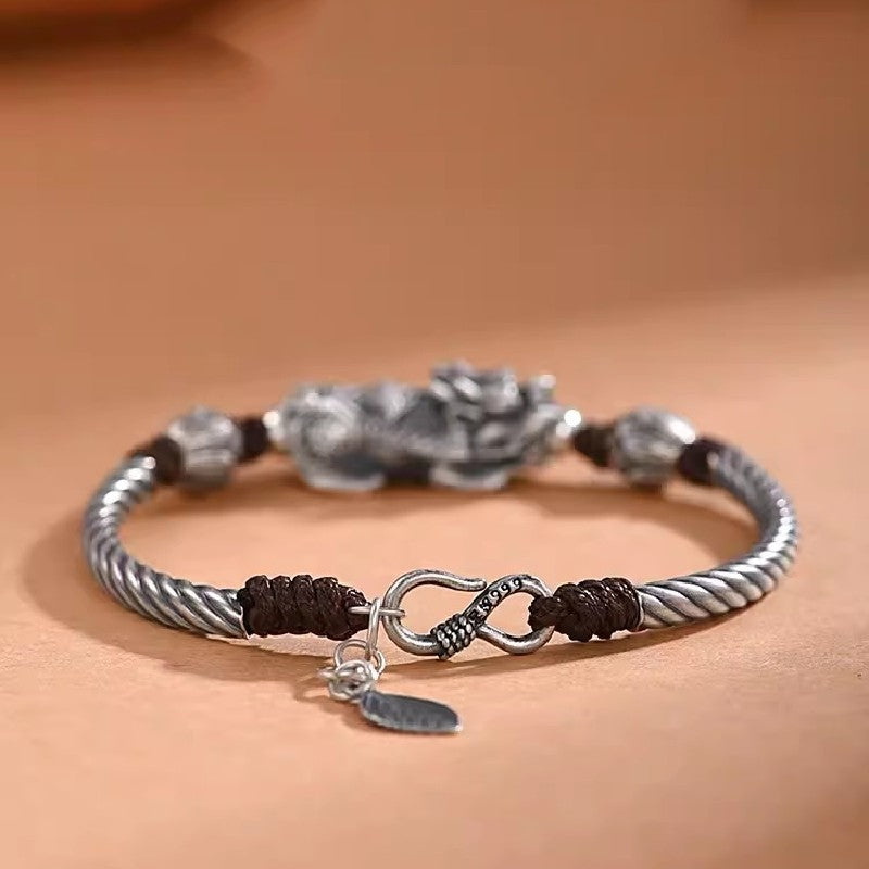 999Silver Pixiu Bracelet-Fengshui Wealth Energy