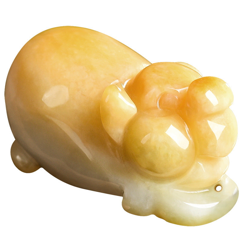 Fortune Blessing Golden Pig Jade Pendant Necklace– Symbol of Abundance & Joy