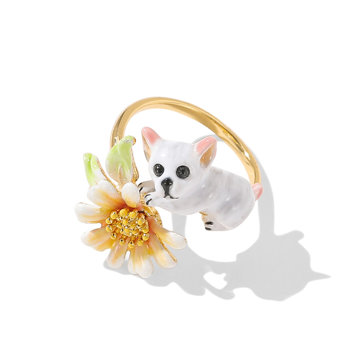 Puppy and Daisy Adjustable Enamel Ring-Everyday Joy