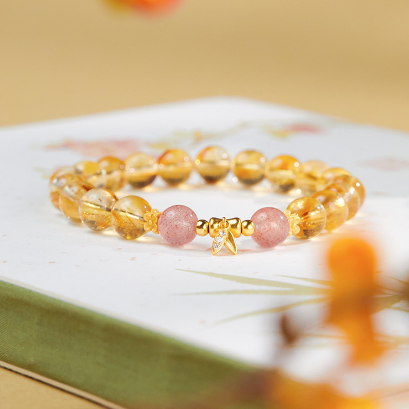 Citrine bamboo bracelet in a warm natural setting