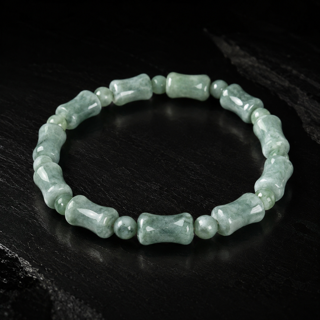 Green Jade Bamboo Bracelet-Growth, Success & Lasting Blessings