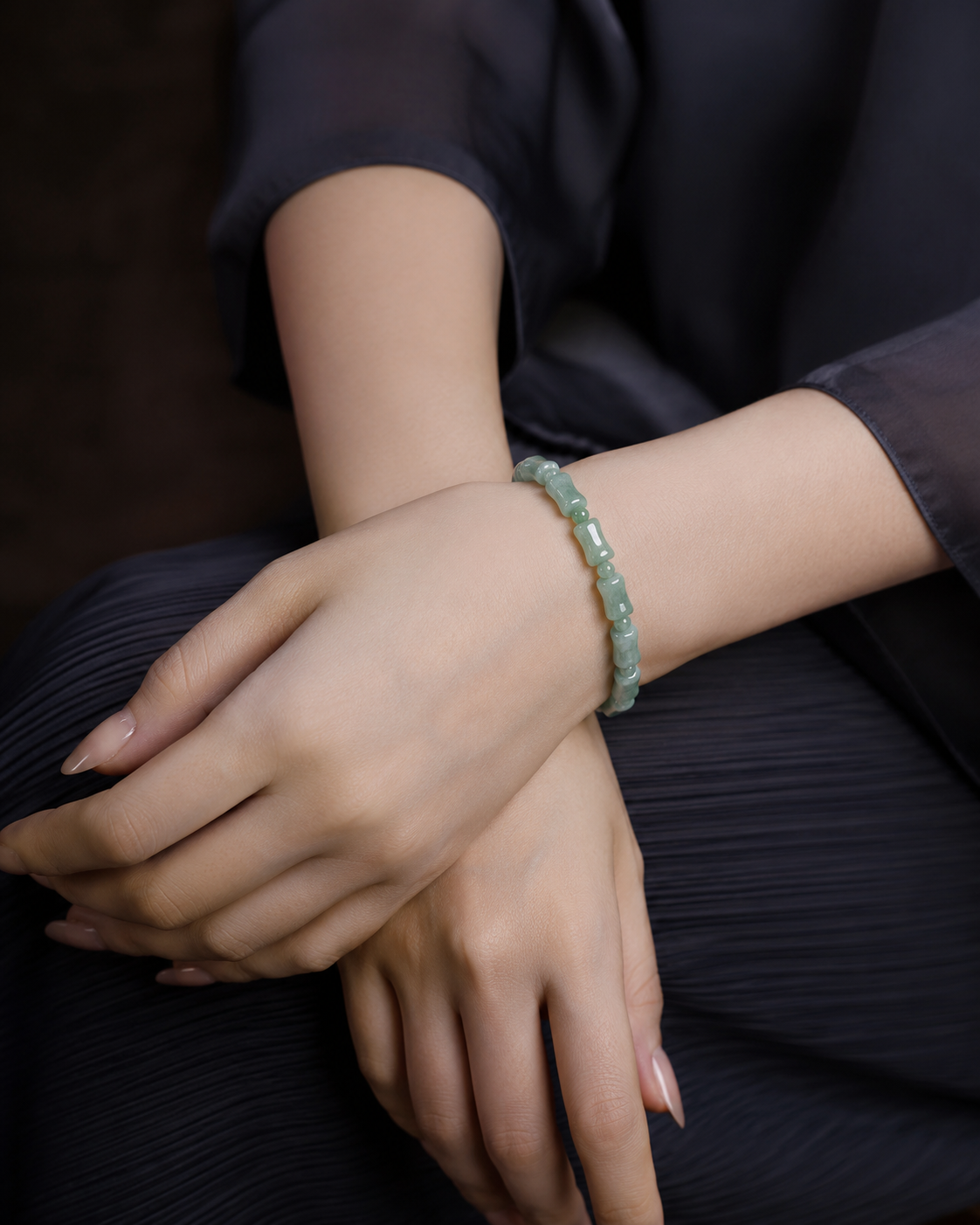 Green Jade Bamboo Bracelet-Growth, Success & Lasting Blessings