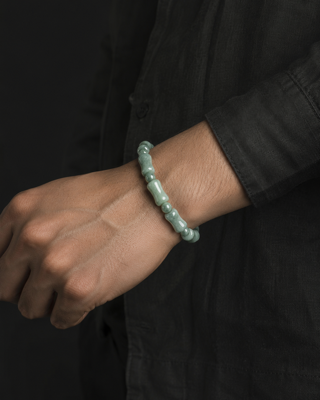 Green Jade Bamboo Bracelet-Growth, Success & Lasting Blessings