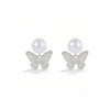 Ethereal Butterfly Pearl Silver Stud Earrings