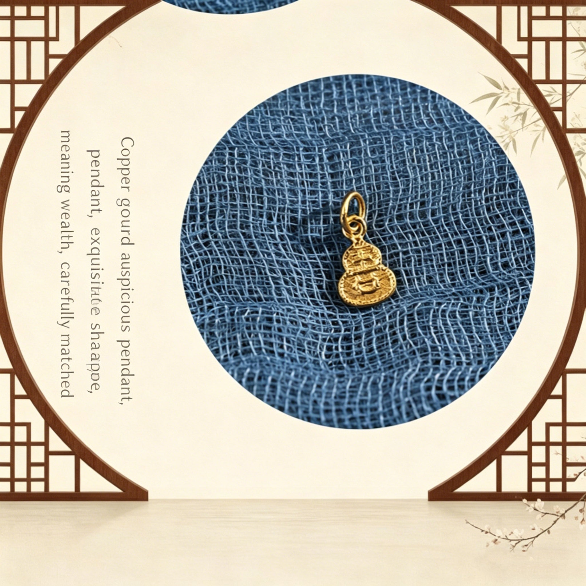 Sandalwood Gourd Lucky Charm Phone Strap-Cloisonné & 18K Gold Plated