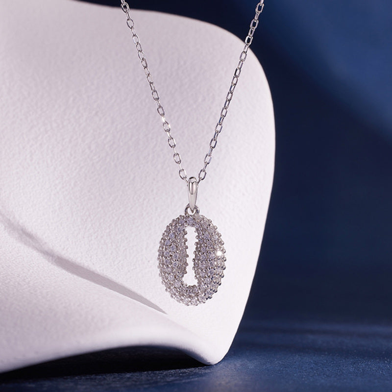 Polished S925 silver coffee bean pendant detail