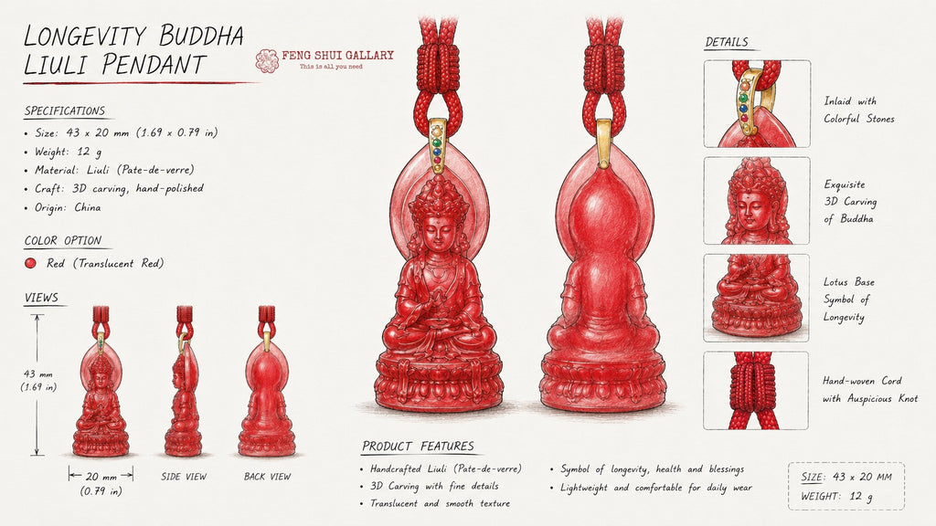 Longevity Buddha Liuli Pendant–Peace, Protection & Long-Life Blessings
