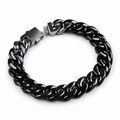Polished Edge-Black Jadeite Cuban Link Bracelet