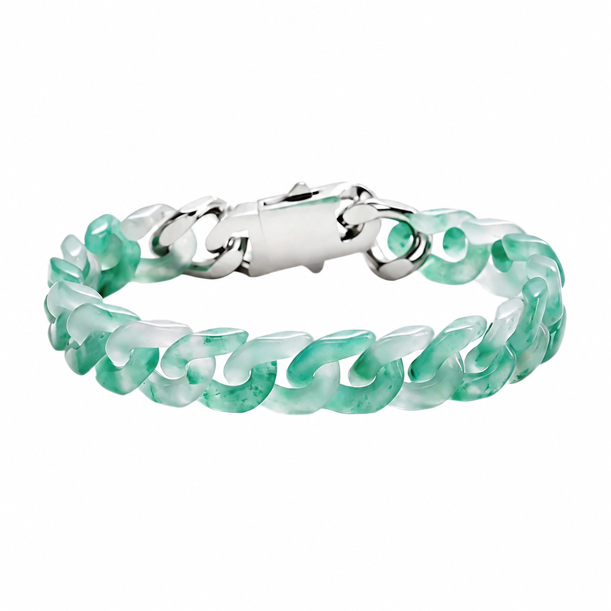 Green Jadeite Cuban Link Bracelet-Quiet Confidence