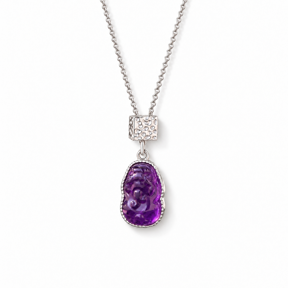 Carved in Violet-Pixiu Amethyst Necklace