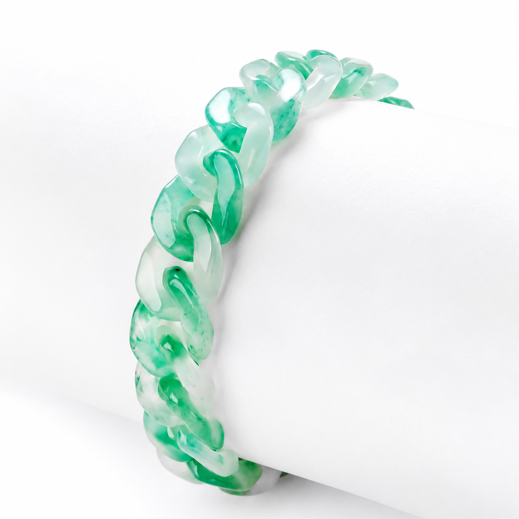 Green Jadeite Cuban Link Bracelet-Quiet Confidence