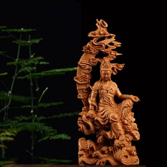Guan Yin Buddha Hand Carved Statue -Protection&Healing