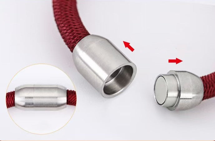 999 Silver Pixiu Handmade Rope Magnetic Clasp Bracelet-Attract Wealth